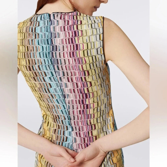 NWT Missoni Metallic Crochet Knit Dress Rainbow Stripe Small IT40 Mini New Rare - Picture 7 of 16